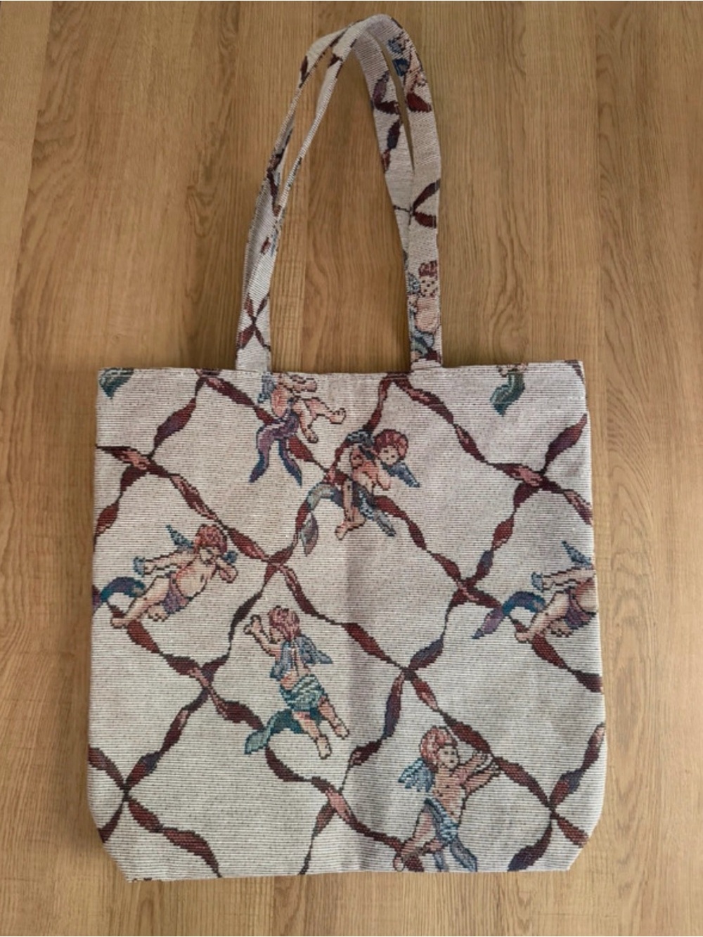Vintage Cherub Tapestry Tote Bag - Picture 3 of 4